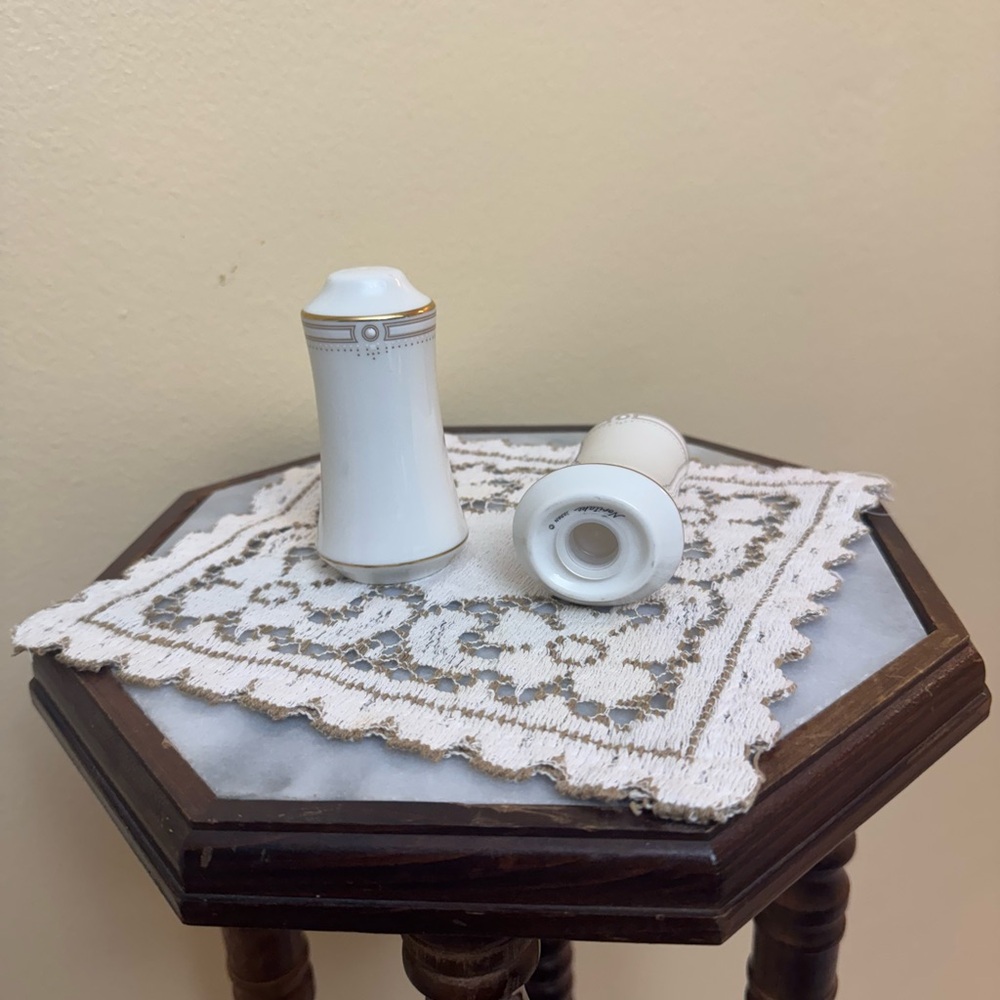 Noritake White and Gold Salt and Pepper Shakers